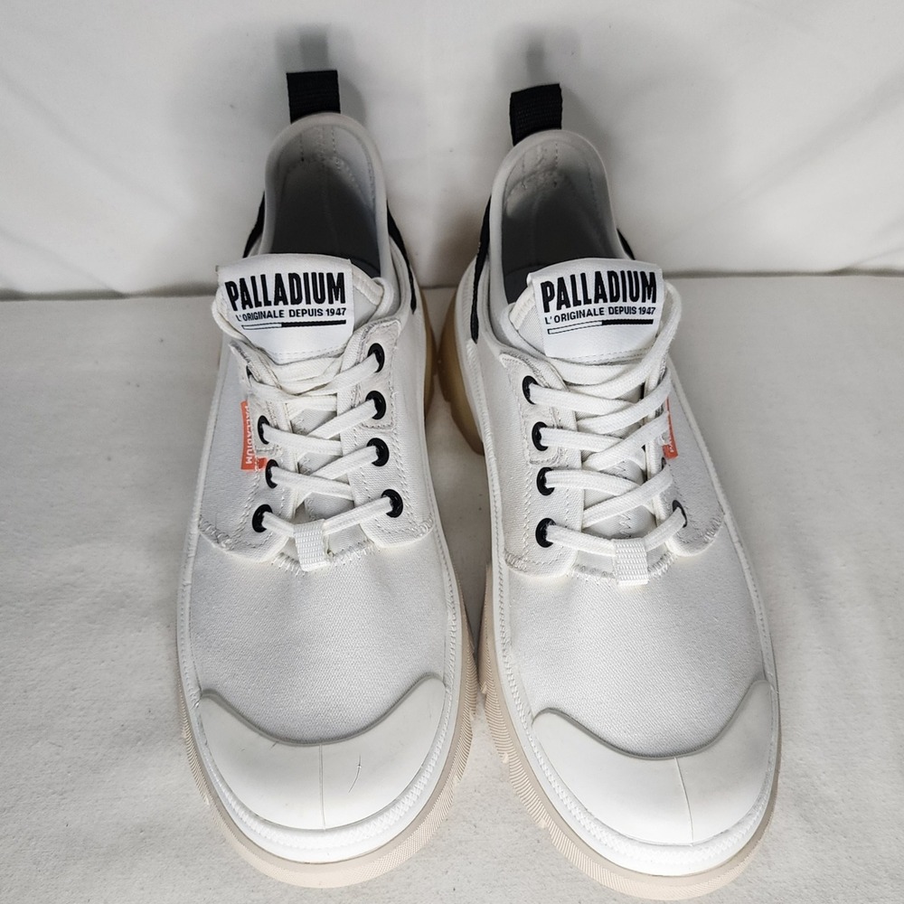 Palladium Platform Sneakers Lug Sole Lace Up Casual Shoes White Size 8 - Picture 2 of 7